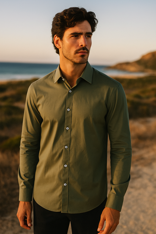 CAMISA MANGA LARGA EN ALGODON